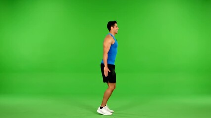 Instruction on basic jump technique in workout for fitness training in a studio setting