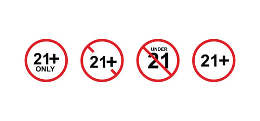 vector logo sets age limit sign, underage restriction, prohibition icon, age icon 1, 3, 6, 12, 14, 17, 18, 21, 24 years and above.