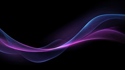 Naklejka premium Abstract neon light waves flowing horizontally on black background futuristic design for digital art and creative projects