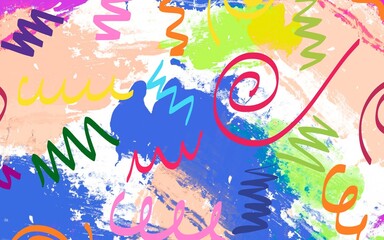 Colorful vector graffiti illustration art with floral pattern and fun summer swirl design