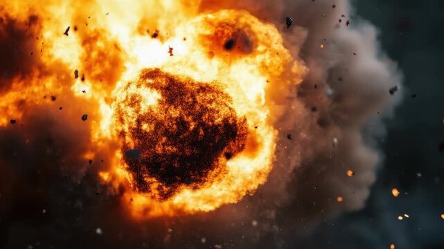 Video A massive fireball erupts into the air, surrounded by flames and debris