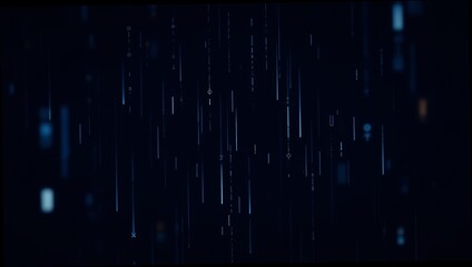 Abstract digital data lines flowing downwards on a dark blue background for global network concept and futuristic technology animation
