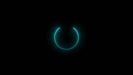 Abstract glowing colorful neon circle loading icon illustration on a black background.