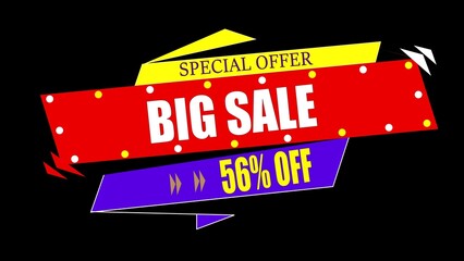 Big Sale Special Offer 56 Percent Off Discount Banner on Black Background image