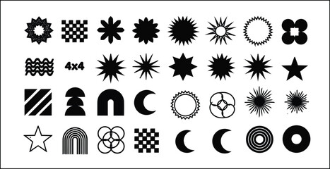 Abstract geometric design with cmyk color palette and basic fonts