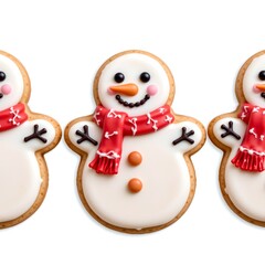 Cute Icing Snowman Cookie White Background