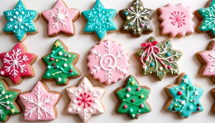 Pastel Christmas Cookie Flat Lay