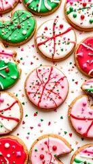 Colorful Holiday Icing Cookies Scattered