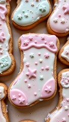 Pastel Christmas Stocking Icing Cookie