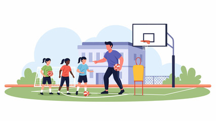 Physical Education Coach Training Kids Soccer Skills