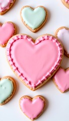 Pastel Heart Cookie with Sharp Thorn Design and Glossy Frosting