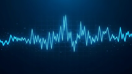 Abstract blue waveform visualizing data sound or energy in a dark environment