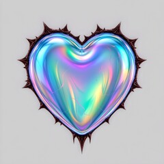 Glowing Geltextured Thorn Heart with Pastel Liquid Glow