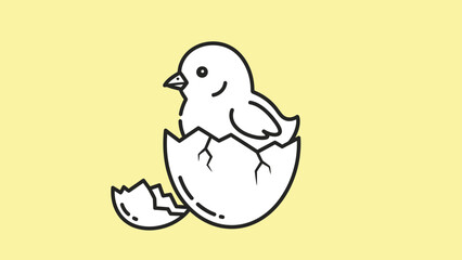 Cute Cartoon Chick Hatching from Egg A Simple and Adorable Vector Illustration cartoon