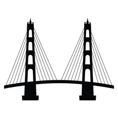 Iconic golden gate bridge silhouette against a white background