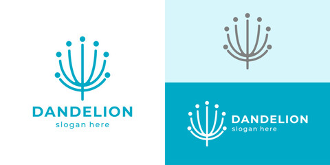 Creative simple Dandelion flower logo template. Plants and flower logo design vector illustration.