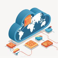 Cloud Computing Network Infrastructure Global Connection.