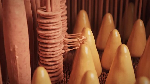 Detailed 3D Animation of Intestinal Villi and Microvilli Absorption Process.