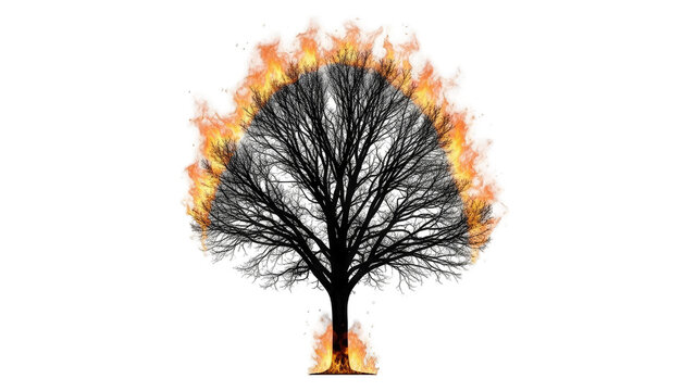tree on fire clipart