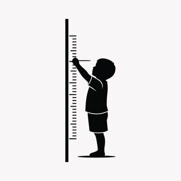 Child s silhouette measuring height against a growth chart