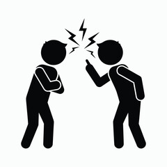 Two silhouetted figures in heated argument with lightning bolts