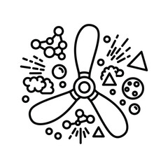 Abstract engineering and scientific discovery line icon design