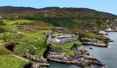 Aerial View of Knockalla Fort on Atlantic Ocean Donegal Ireland