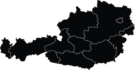 Naklejka premium Austria country shape black silhouette isolated on white background vector illustration
