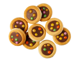 Homemade cookies with colorful chocolate candy topping