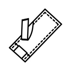 Fototapeta premium Black and White Outline Icon of a Peeling Sticker or Label with Dashed Border and Serrated Tape