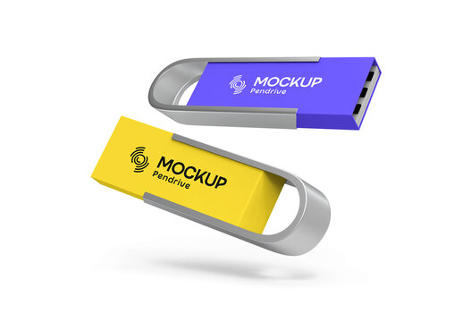 Floating Pendrive Mockup Set