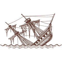 Navy Float Wrecked Ship in Battle, Sunken Vessel⁠