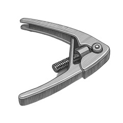 Guitar capo with transparent background, ideal for various applications and showcasing its sleek design and functionality