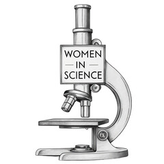Microscope with transparent background symbolizes women in science, showcasing empowerment and innovation in research and discovery