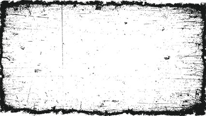 Black and White Grunge Texture Frame Border Overlay for Vintage Design Projects Isolated on Transparent Background