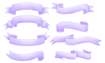 Set Soft Purple Watercolor Ribbon Banner Vector Illustration.eps