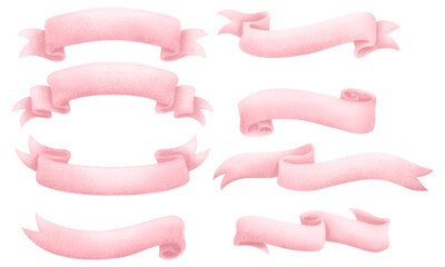 Set Soft Pink Watercolor Ribbon Banner Vector Illustration.eps