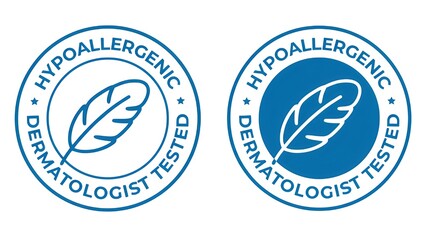Trustworthy hypoallergenic dermatologist tested labels for sensitive skin care products in blue and white