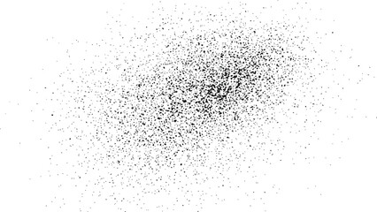 Black ink spray paint splatter texture abstract grunge element on transparent background