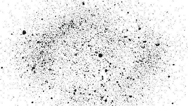 Black ink splatter grunge texture paint splash abstract element isolated on transparent background