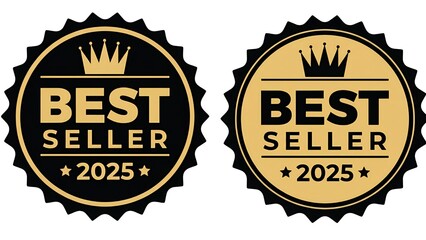 Promote top products with best seller 2025 seals in gold and black for marketing campaigns and product badges
