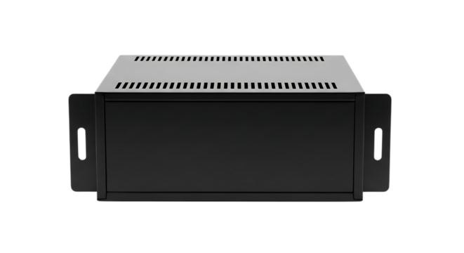 Black metal rackmount enclosure server chassis for electronic equipment transparent background - Powered by Adobe