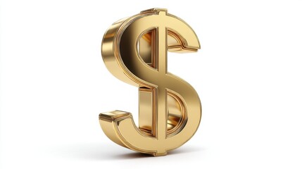Fototapeta premium A shiny golden dollar sign stands prominently in a clean neutral setting. The symbol represents wealth investment and financial success capturing attention with its reflective surface.