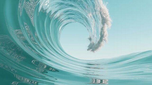 Ocean wave crashing turquoise water background sea surfing summer vacation - Powered by Adobe