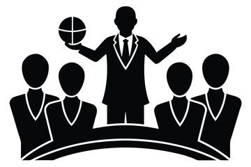 team coaching vector icon silhouette illustration