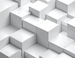 Obraz premium Modern abstract 3D artwork. Clean white cubes create a geometric pattern