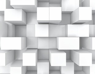 Geometric abstract of overlapping white cubes creating a 3D effect
