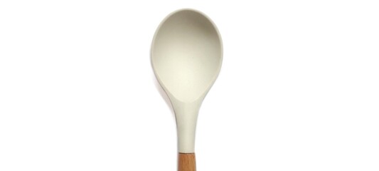 Silicone Ladle with Wooden Handle Isolated on White Background