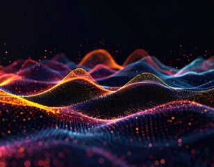 Digital waves of vibrant color and light, abstract and futuristic