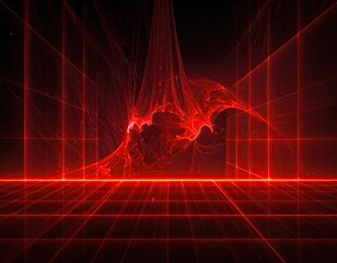 Futuristic red lines and energy abstract art